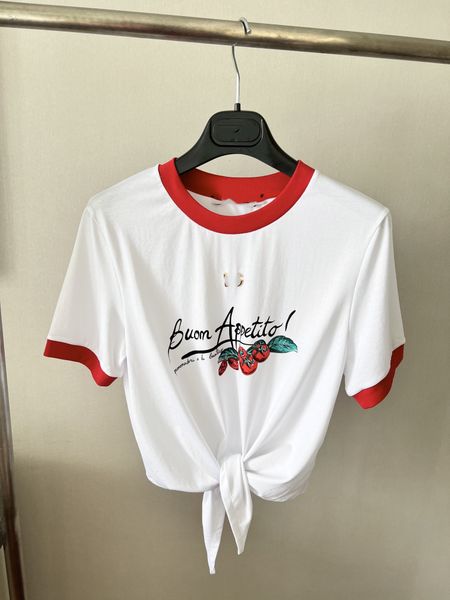 spring / summer 2022 new milan fashion bandage slit design t-shirt, White