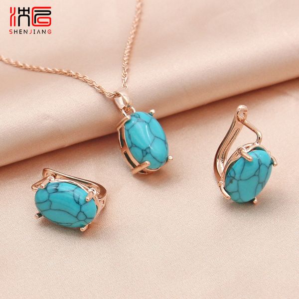 shenjiang fine oval egg shape synthetic turquoises 585 rose gold dangle earrings jewelry set for women wedding jewelry 220716, Silver
shenjiang fine oval egg shape synthetic turquoises 585 rose gold dangle earrings jewelry set for women wedding jewelry 220716, Silver