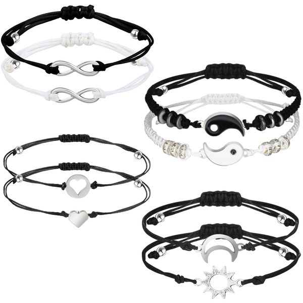 link chain 4 sets matching yin yang friend couple bracelets pinky promise sun amekt, Black
link chain 4 sets matching yin yang friend couple bracelets pinky promise sun amekt, Black