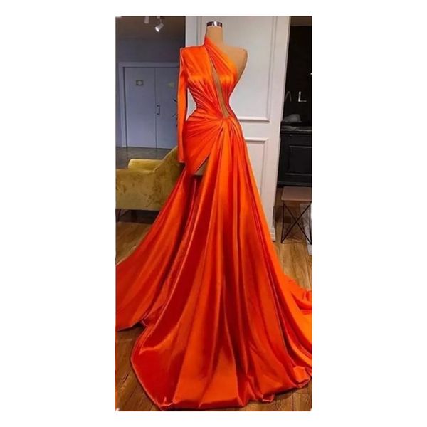 bright orange prom dresses sequins one shoulder long sleeve satin high side split chic party gowns sweep floor length plus size custom made, Black
bright orange prom dresses sequins one shoulder long sleeve satin high side split chic party gowns sweep floor length plus size custom made, Black