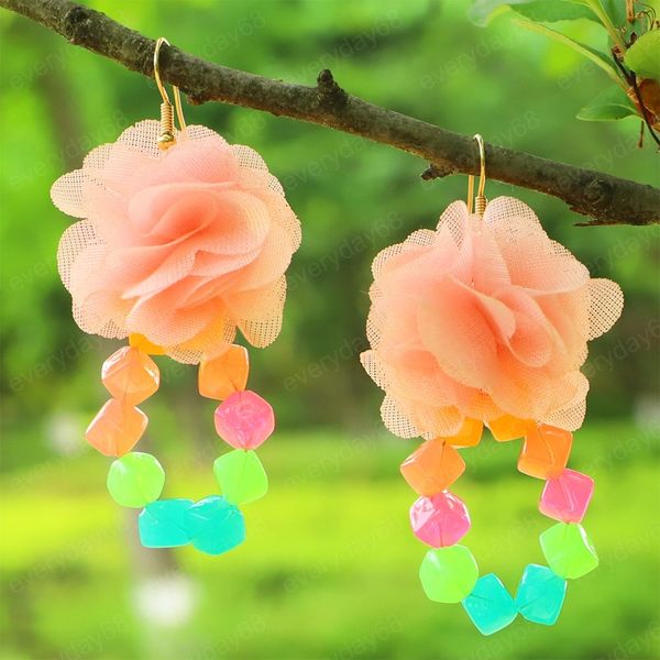 pink fabric flowers earrings for women boho colorful beaded pendant dangle earrings korea jewelry trendy brincos, Silver
pink fabric flowers earrings for women boho colorful beaded pendant dangle earrings korea jewelry trendy brincos, Silver