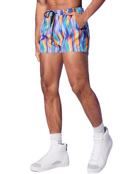 men drawstring waist tie dye shorts s6dk#, White;black
men drawstring waist tie dye shorts s6dk#, White;black