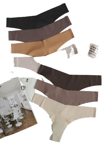 7pack plain panty set n3gy#, Black;red