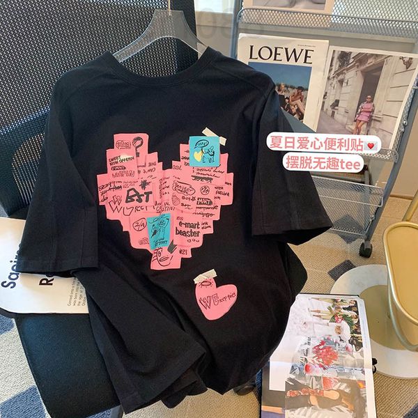 women's t-shirt designer 2022 new t-shirt women's korean loose post it note love printed short sleeve medium and long versatile co, White
women's t-shirt designer 2022 new t-shirt women's korean loose post it note love printed short sleeve medium and long versatile co, White