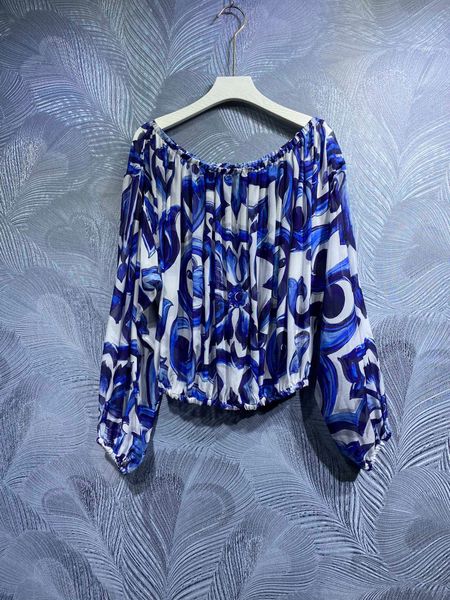 2022 european luxury women's shirts summer new round neck silk printed long sleeve top, White
2022 european luxury women's shirts summer new round neck silk printed long sleeve top, White