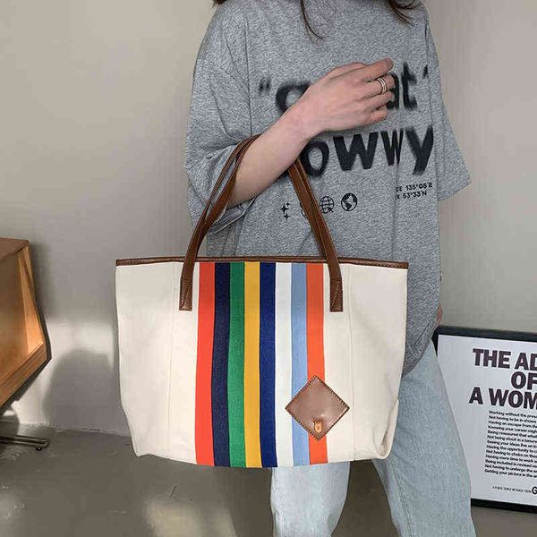 casual rainbow canvas women handbag colorful large capacity tote bag big lady shoulder bag hobos female shopper bag summer 220608
casual rainbow canvas women handbag colorful large capacity tote bag big lady shoulder bag hobos female shopper bag summer 220608