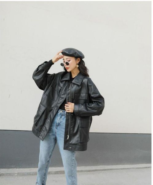spring autumn four big pocket women's jackets loose design biker bf vintage lady pu leathe leather moto 2022, Black;brown
spring autumn four big pocket women's jackets loose design biker bf vintage lady pu leathe leather moto 2022, Black;brown