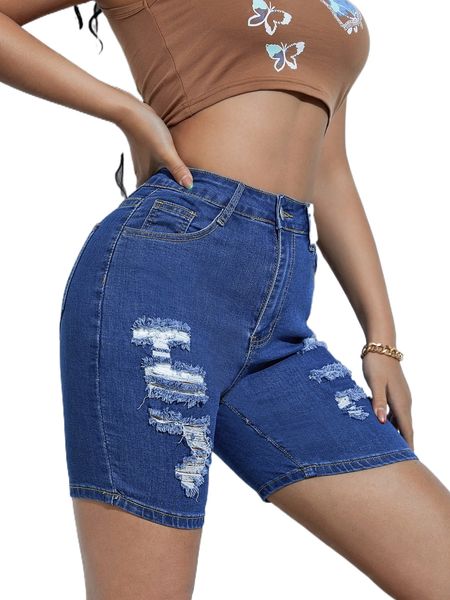 ripped skinny denim shorts y7h5#, White;black