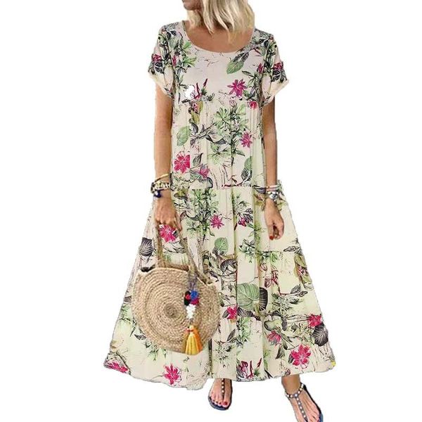 maxi dress women's printed sundress casual short sleeve vestidos female high waist robe femme, Black;gray
maxi dress women's printed sundress casual short sleeve vestidos female high waist robe femme, Black;gray