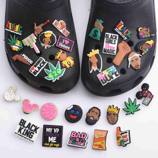 1 pcs black girl magic croc shoe charms accessories decorations clog sandals pvc black lives matter charm button blm girl gift, White;pink
1 pcs black girl magic croc shoe charms accessories decorations clog sandals pvc black lives matter charm button blm girl gift, White;pink