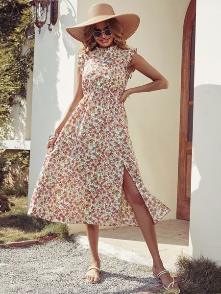 floral print ruffle trim split thigh dress m7dp#, Black;gray
floral print ruffle trim split thigh dress m7dp#, Black;gray