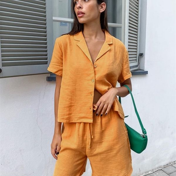 clacive fashion short sleeve shirts two piece sets womens outifits summer high waist shorts set elegant orange suits with 220509, White
clacive fashion short sleeve shirts two piece sets womens outifits summer high waist shorts set elegant orange suits with 220509, White