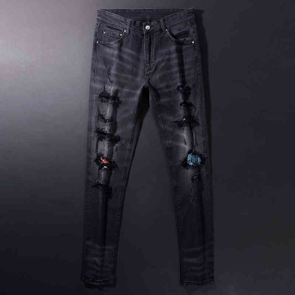 men's jeans fashionable youth style hole stickers scraped fashion high street brand black jeans men's slim micro elastic pants n7v, Blue
men's jeans fashionable youth style hole stickers scraped fashion high street brand black jeans men's slim micro elastic pants n7v, Blue