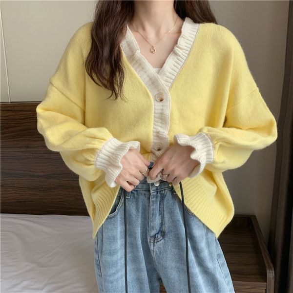 women fall long sweater cardigans korean style casual jacket knit coat v neck winter warm thick coat, White;black
women fall long sweater cardigans korean style casual jacket knit coat v neck winter warm thick coat, White;black