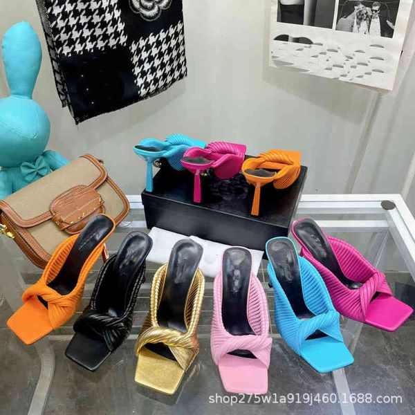 sandals summer high-heeled slippers fashion thin heel multicolor pleated sandals square toe open large women's shoes, Black
sandals summer high-heeled slippers fashion thin heel multicolor pleated sandals square toe open large women's shoes, Black