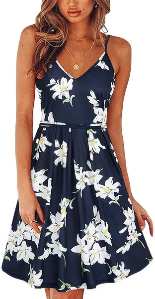 women's v neck floral adjustable spaghetti strap dresses summer backless casual swing sundress with pockets p7wk#, Black;gray
women's v neck floral adjustable spaghetti strap dresses summer backless casual swing sundress with pockets p7wk#, Black;gray