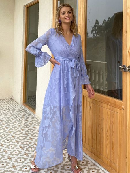 missord surplice neck flounce sleeve jacquard flower applique belted dress q8fb#, Black;gray
missord surplice neck flounce sleeve jacquard flower applique belted dress q8fb#, Black;gray