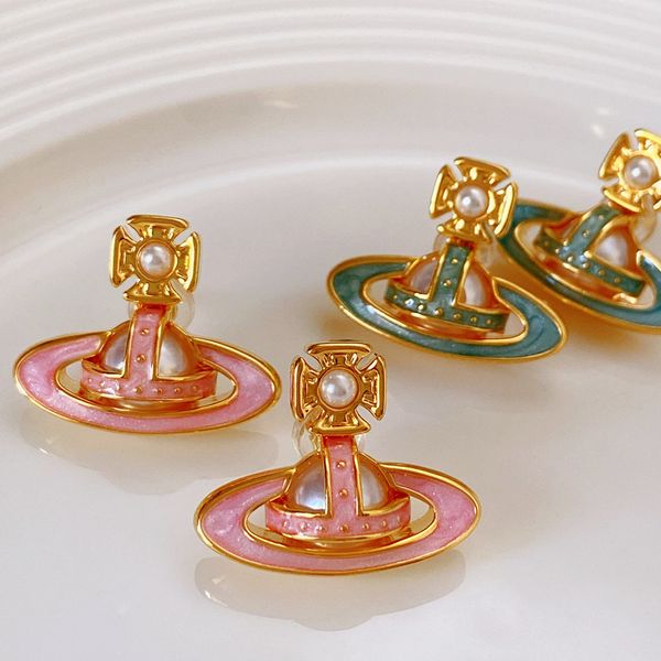 new pink planet retro inlaid pearl saturn enamel glaze women's stud earrings fashion ladies earrings designer jewelry d216, Golden;silver
new pink planet retro inlaid pearl saturn enamel glaze women's stud earrings fashion ladies earrings designer jewelry d216, Golden;silver