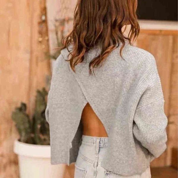 backless knitted female pullovers autumn long sleeve sweater jumper casual oversized grey sweater pull femme l220714, White;black
backless knitted female pullovers autumn long sleeve sweater jumper casual oversized grey sweater pull femme l220714, White;black