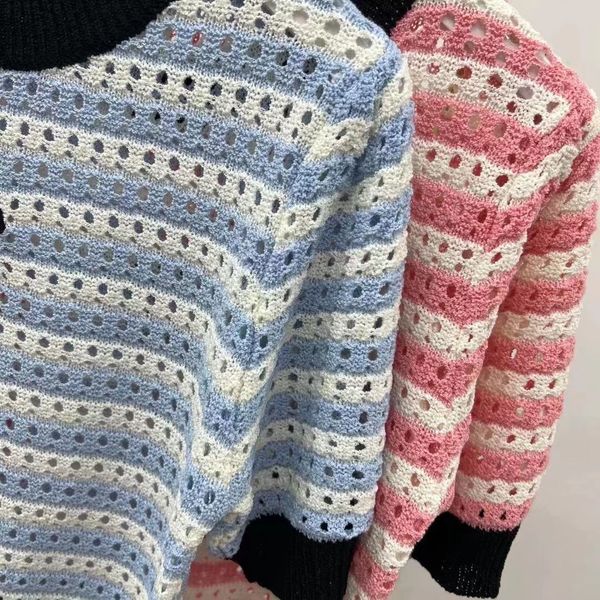 women t shirt designer womens knits wear tees women clothing classic stripe hollowed out short thin knitted loose shorts sleeved blue pink, White
women t shirt designer womens knits wear tees women clothing classic stripe hollowed out short thin knitted loose shorts sleeved blue pink, White