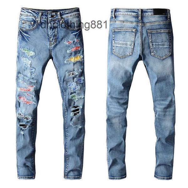 european and american designer men jeans pants new us amirs casual hip hop high street wear and tear make old wash splash ink colo kyeb, Blue
european and american designer men jeans pants new us amirs casual hip hop high street wear and tear make old wash splash ink colo kyeb, Blue