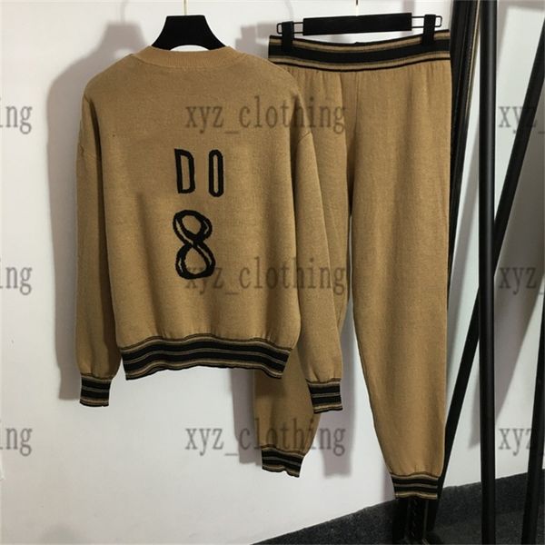 2022fw high-end cashmere wool knitted suit womens pants sets new number 8 letter jacquard round neck long sleeve pullover sweater elastic wa, White
2022fw high-end cashmere wool knitted suit womens pants sets new number 8 letter jacquard round neck long sleeve pullover sweater elastic wa, White