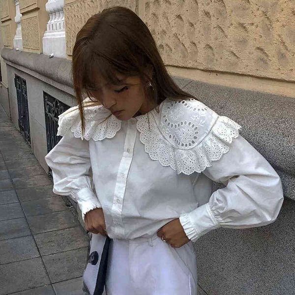 white lace embriodery turn down collar blouses women lantern sleeve french palace ladies vintage cotton l220714
white lace embriodery turn down collar blouses women lantern sleeve french palace ladies vintage cotton l220714