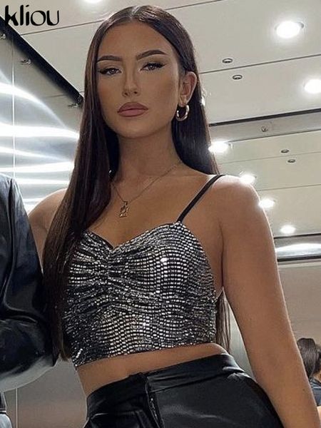 sequins decoration camisole women pleated shining party club midnight all-matched crop girl attirewear clothing, Black;white
sequins decoration camisole women pleated shining party club midnight all-matched crop girl attirewear clothing, Black;white