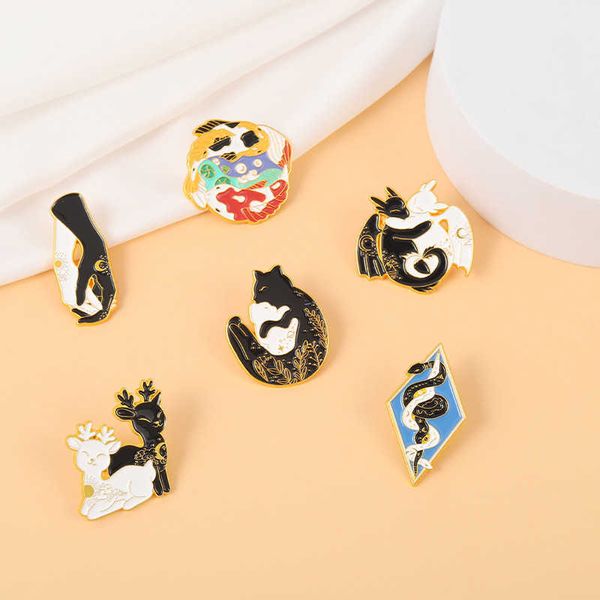 holding animal dinosaur yin yang koi cat and cub hands path brooch metal badge pin, Gray
holding animal dinosaur yin yang koi cat and cub hands path brooch metal badge pin, Gray