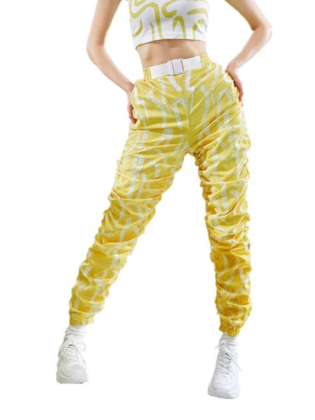 x zoe buckle belted allover print ruched pants m6ty#, Black;white
x zoe buckle belted allover print ruched pants m6ty#, Black;white