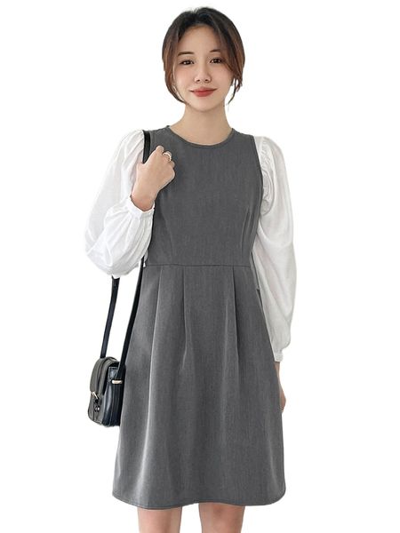 dazy solid sleeveless a-line dress without blouse g4ch#, Black;gray
dazy solid sleeveless a-line dress without blouse g4ch#, Black;gray