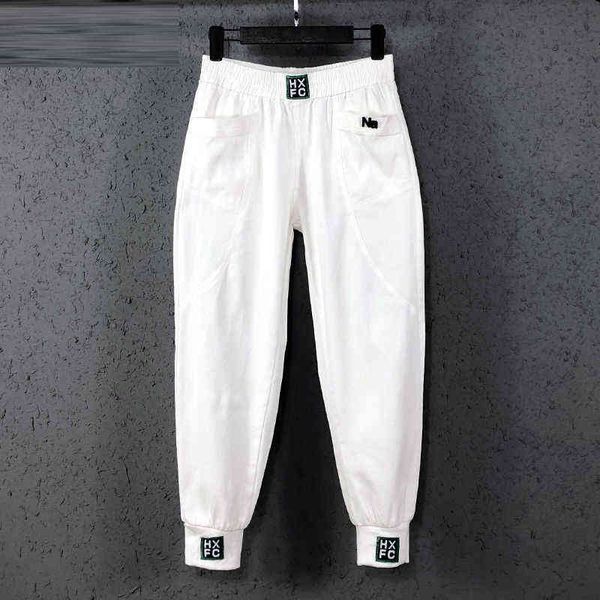 new arrival spring summer korea fashion women elastic waist loose white jeans all-matched casual cotton denim harem pants s982 l220726, Blue
new arrival spring summer korea fashion women elastic waist loose white jeans all-matched casual cotton denim harem pants s982 l220726, Blue