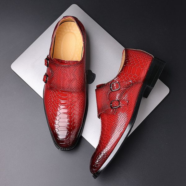luxury mens red leisure monk shoes younger trending fashion pointed toe buckle strap python snake pattern party zapatos size 38-48 h1905, Black
luxury mens red leisure monk shoes younger trending fashion pointed toe buckle strap python snake pattern party zapatos size 38-48 h1905, Black