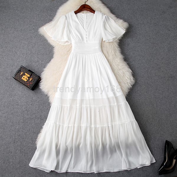casual dresses spring and summer women's v-neck bright silk split ruffle sleeve slim dress big swing t9634, Black;gray
casual dresses spring and summer women's v-neck bright silk split ruffle sleeve slim dress big swing t9634, Black;gray
