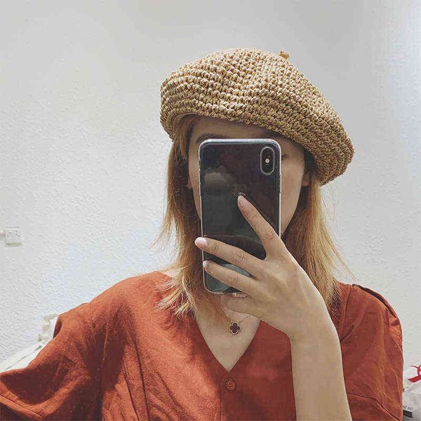 adjustable weave beret straw hats for women summer breathable travel beach sun hat casual holiday artist caps chapeau femm 2021 j220722, Blue;gray
adjustable weave beret straw hats for women summer breathable travel beach sun hat casual holiday artist caps chapeau femm 2021 j220722, Blue;gray