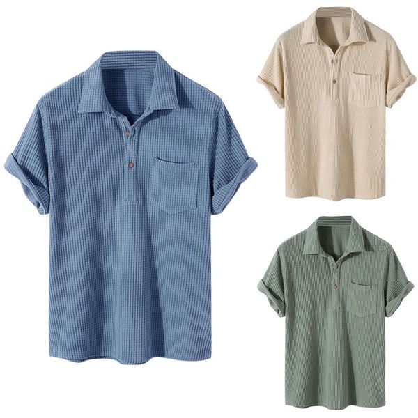 men's casual shirts plaid turn-down collar blouse short sleeve solid pocket shirt men clothing camisas de hombre, White;black
men's casual shirts plaid turn-down collar blouse short sleeve solid pocket shirt men clothing camisas de hombre, White;black