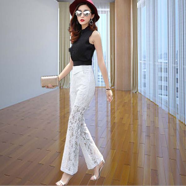 new fashion women's high waist lace slim elegant ninth flare pants trousers plus size smlxlxxl, Black;white
new fashion women's high waist lace slim elegant ninth flare pants trousers plus size smlxlxxl, Black;white