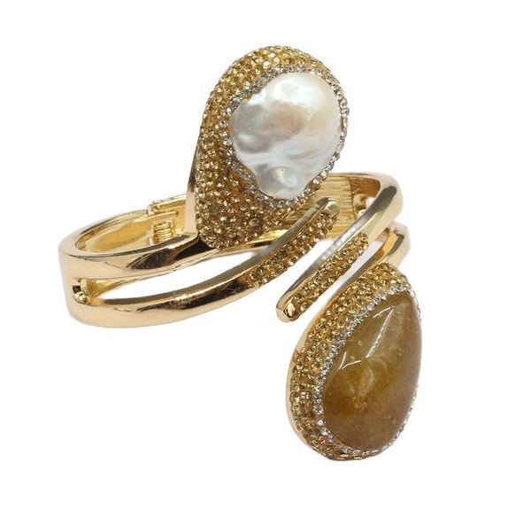 natural teardrop citrine white keshi pearl cz crystal paved 24k plated cuff bangle bracelet handmade for women, Black
natural teardrop citrine white keshi pearl cz crystal paved 24k plated cuff bangle bracelet handmade for women, Black