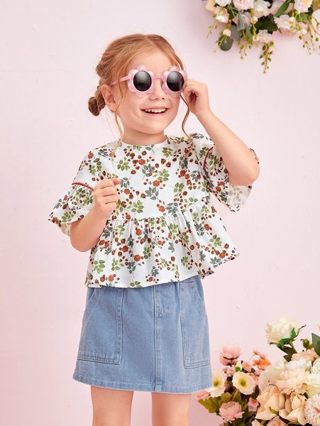toddler girls floral print contrast piping flounce sleeve peplum blouse she, White;black
toddler girls floral print contrast piping flounce sleeve peplum blouse she, White;black