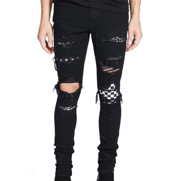 high street fashion men's jeans black color destroyed hip hop jeans men broken punk pants patch skinny ripped jeans for men t200614, Blue
high street fashion men's jeans black color destroyed hip hop jeans men broken punk pants patch skinny ripped jeans for men t200614, Blue