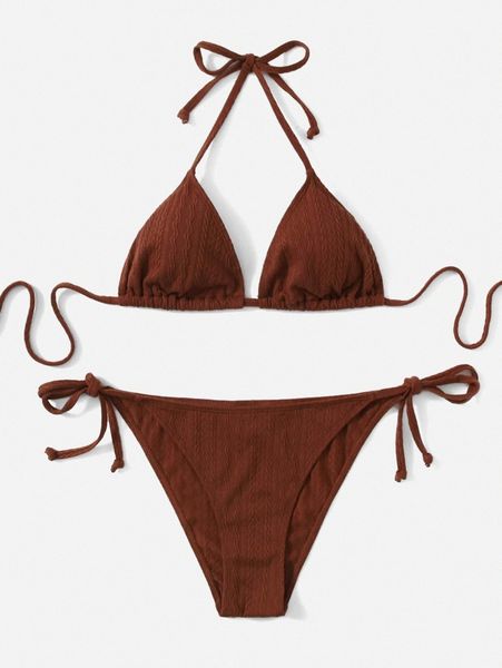 tie side triangle bikini swimsuit 46gg#, White;black