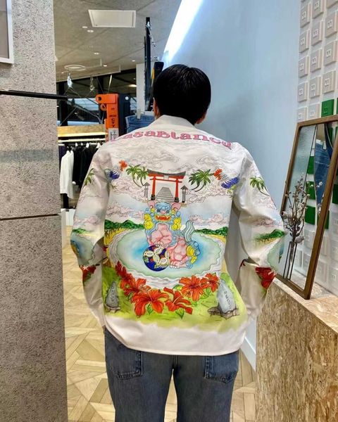 casablanca 22aw japanese portrait flower silk couple hawaiian short sleeve shirt, White
casablanca 22aw japanese portrait flower silk couple hawaiian short sleeve shirt, White
