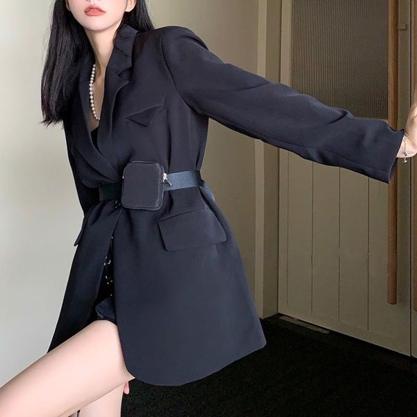 medigo-147 womens suits blazers business casual jackets with fanny pack sashes pure color metal triangle pattern lady coats, Black;brown
medigo-147 womens suits blazers business casual jackets with fanny pack sashes pure color metal triangle pattern lady coats, Black;brown
