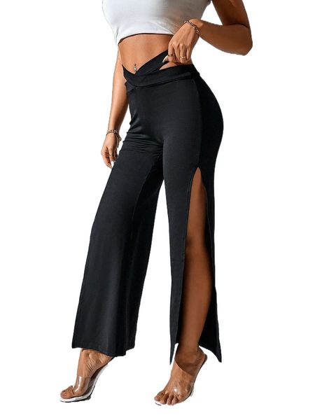 petite cut out split thigh pants n92y#, Black;white
petite cut out split thigh pants n92y#, Black;white