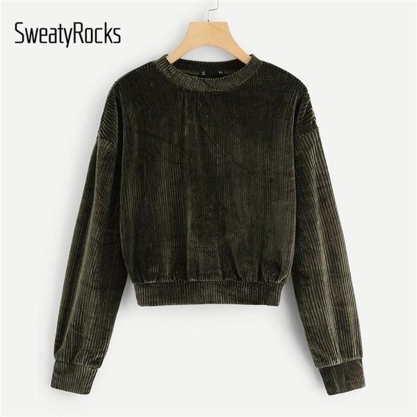 sweatyrocks army green ribbed velvet sweatshirts long sleeve oneck active wear pullovers autumn women casual sweatshirts y200107, Black
sweatyrocks army green ribbed velvet sweatshirts long sleeve oneck active wear pullovers autumn women casual sweatshirts y200107, Black