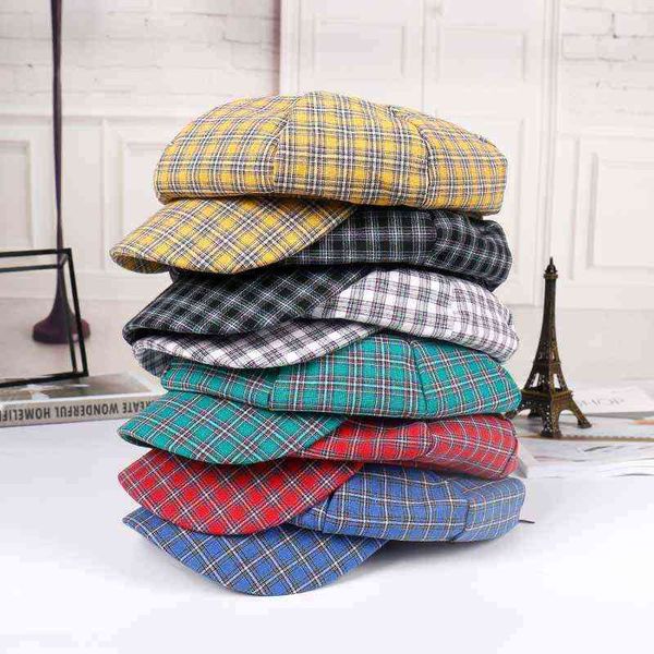 2022 spring and summer women retro plaid octagonal hat shadow allcompetition british thin breathable japanese beret painter cap j220722, Blue;gray
2022 spring and summer women retro plaid octagonal hat shadow allcompetition british thin breathable japanese beret painter cap j220722, Blue;gray