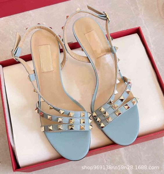 sandals summer round head high heels thin commuting rivet open toe cowhide women's sandals, Black
sandals summer round head high heels thin commuting rivet open toe cowhide women's sandals, Black