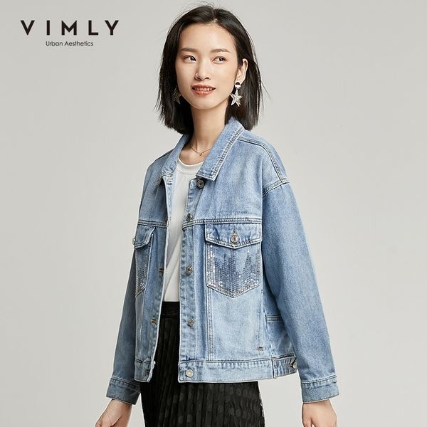 vimly summer casual women denim jacket streetwear lapel singlebreasted sequined pockets loose female short jackets 70056 y201012, Black;brown
vimly summer casual women denim jacket streetwear lapel singlebreasted sequined pockets loose female short jackets 70056 y201012, Black;brown