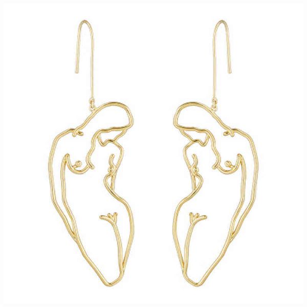 

original om female body form wire earrings 2021 abstract body lady face dangle earrings for women big statement earrings g220312, Silver