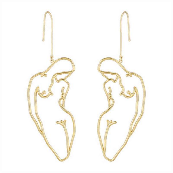 

original om female body form wire earrings 2021 abstract body lady face dangle earrings for women big statement earrings g220312, Silver